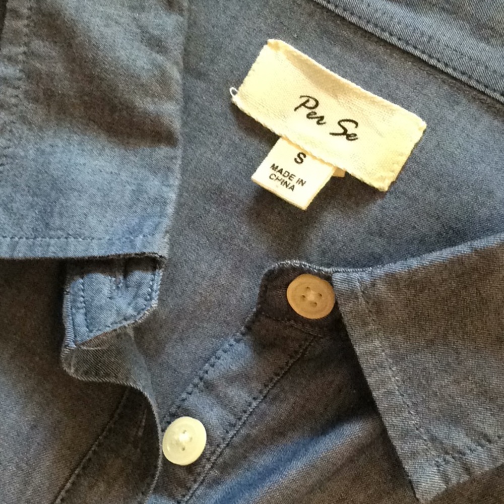 Per Se Chambray cotton blouse